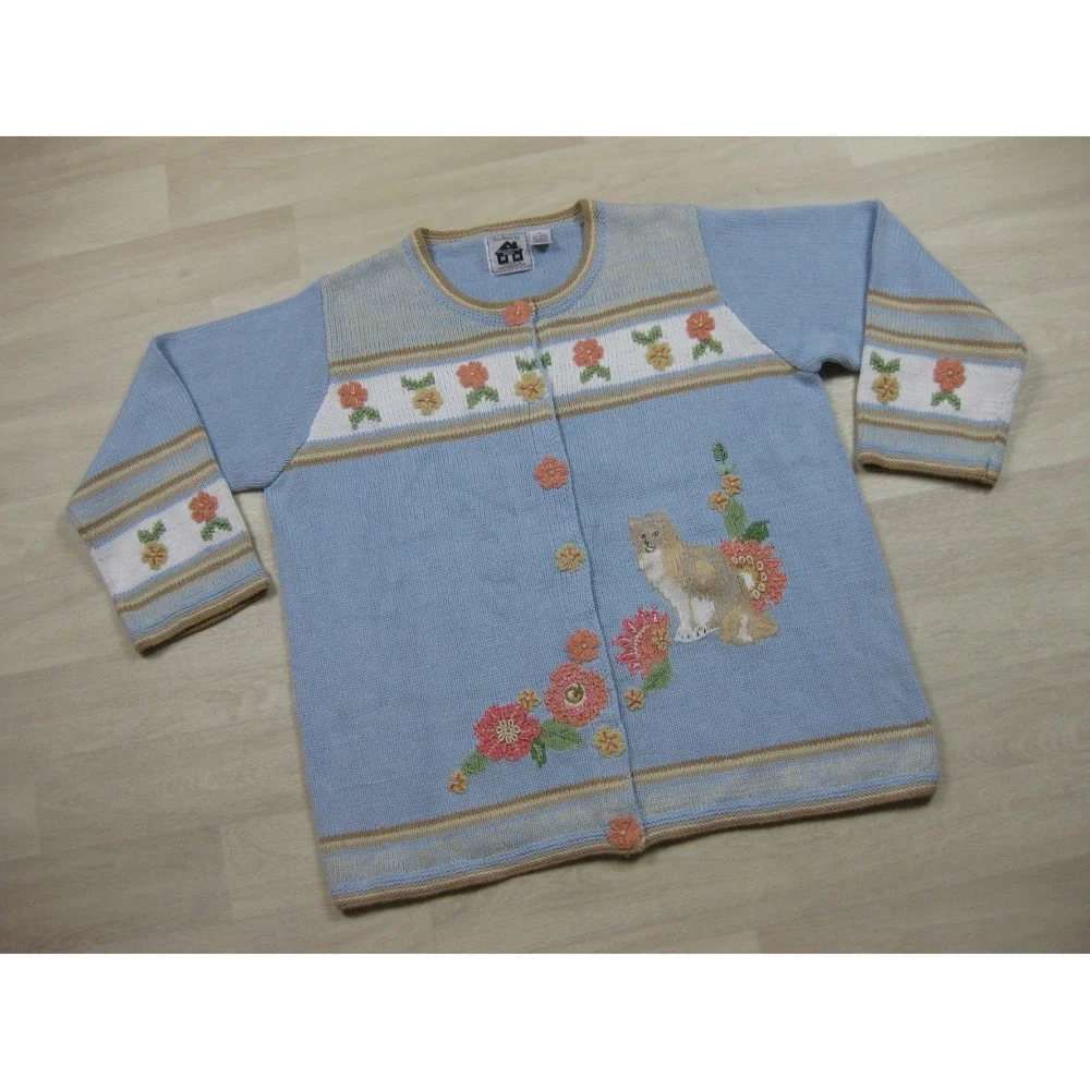 Vintage Y2K Storybook Knits Cardigan Sweater Womens (1X) 